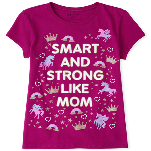 

s Glitter Smart Like Mom Graphic Tee - Pink T-Shirt - The Children's Place