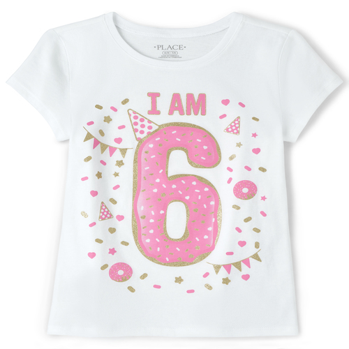 

s Birthday Glitter I Am 6 Graphic Tee - White T-Shirt - The Children's Place