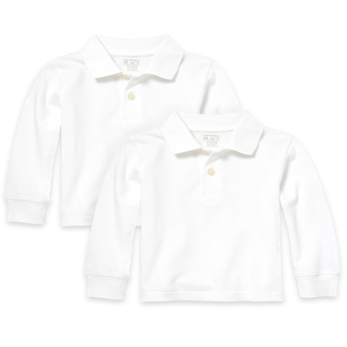 

s Baby And Toddler Boys Uniform Long Sleeve Pique Polo 2-Pack - White - The Children's Place