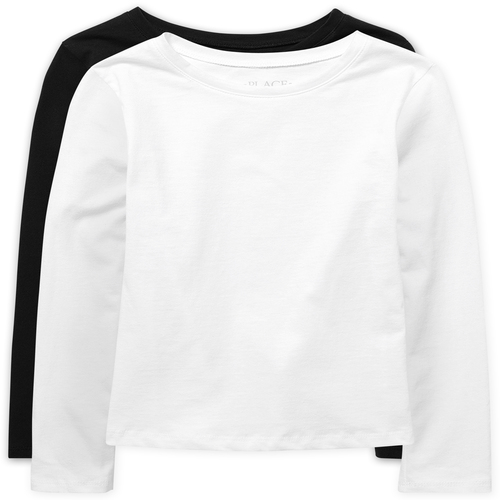 

Girls Uniform Basic Layering Tee 2-Pack - Black T-Shirt - The Children's Place
