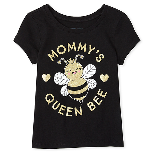 

s Baby And Toddler Glitter Queen Bee Graphic Tee - Black T-Shirt - The Children's Place