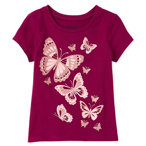 

s Baby And Toddler Glitter Butterfly Graphic Tee - Red T-Shirt - The Children's Place
