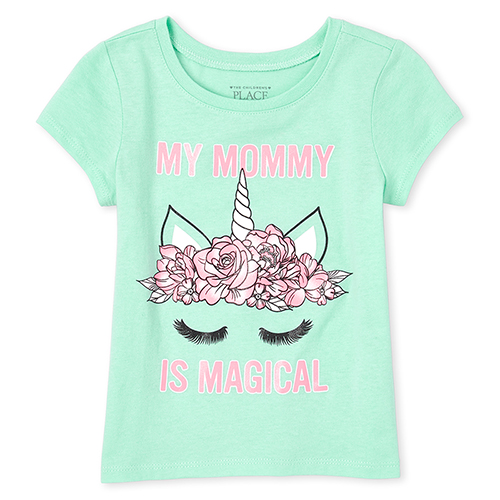 

s Baby And Toddler Glitter Magical Unicorn Graphic Tee - Green T-Shirt - The Children's Place
