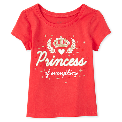 

s Baby And Toddler Glitter Princess Graphic Tee - Orange T-Shirt - The Children's Place