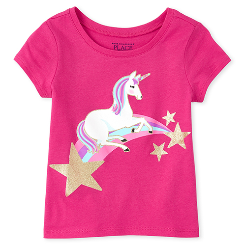 

s Baby And Toddler Glitter Unicorn Graphic Tee - Pink T-Shirt - The Children's Place