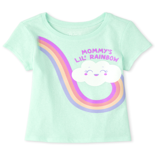 

s Baby And Toddler Glitter Mom's Rainbow Graphic Tee - Green T-Shirt - The Children's Place