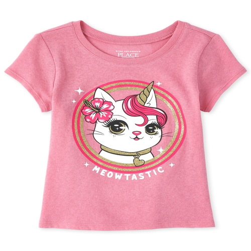 

s Baby And Toddler Glitter Caticorn Graphic Tee - Pink T-Shirt - The Children's Place