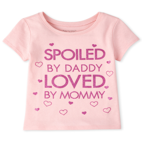 

s Baby And Toddler Glitter Mommy And Daddy Graphic Tee - Pink T-Shirt - The Children's Place