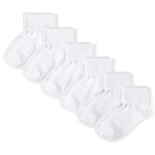 

Girls Turn Cuff Socks 6-Pack - White - The Children's Place