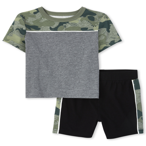 

s Baby And Toddler Boys Camo Dino Outfit Set - Black - The Children's Place