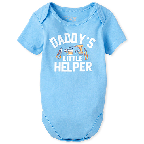 

s Baby Boys Daddy's Helper Graphic Bodysuit - Blue - The Children's Place