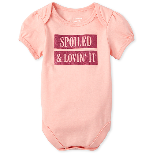

s Baby Glitter Spoiled Graphic Bodysuit - Pink - The Children's Place