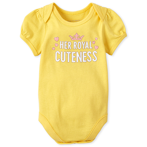 

s Baby Glitter Cuteness Graphic Bodysuit - Yellow - The Children's Place