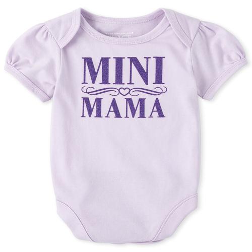 

Newborn Baby Glitter Mini Mama Graphic Bodysuit - Purple - The Children's Place