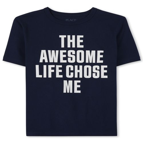 

s Boys Awesome Life Graphic Tee - Blue T-Shirt - The Children's Place