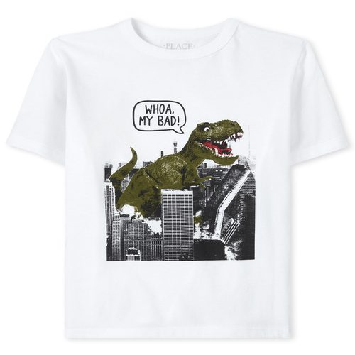 

s Boys Dino Graphic Tee - White T-Shirt - The Children's Place
