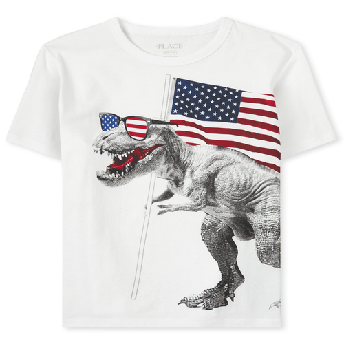 

s Boys Americana Dino Flag Graphic Tee - White T-Shirt - The Children's Place