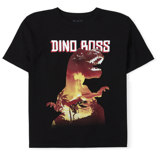 

Boys Boys Dino Boss Graphic Tee - Black T-Shirt - The Children's Place