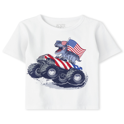 

s Baby And Toddler Boys Americana Monster Truck Dino Graphic Tee - White T-Shirt - The Children's Place
