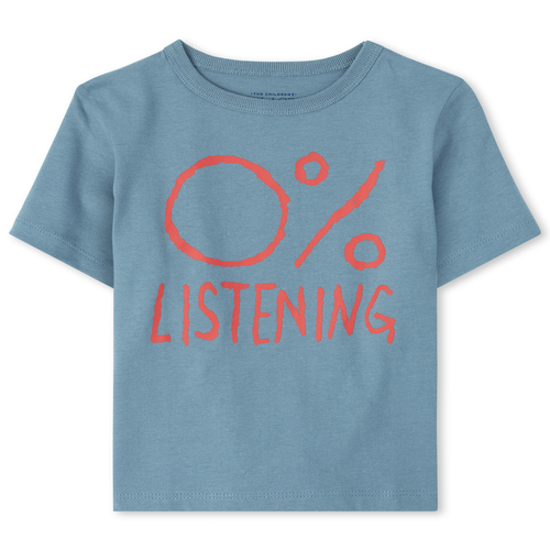 

s Baby And Toddler Boys 0 Percent Listening Graphic Tee - Blue T-Shirt - The Children's Place