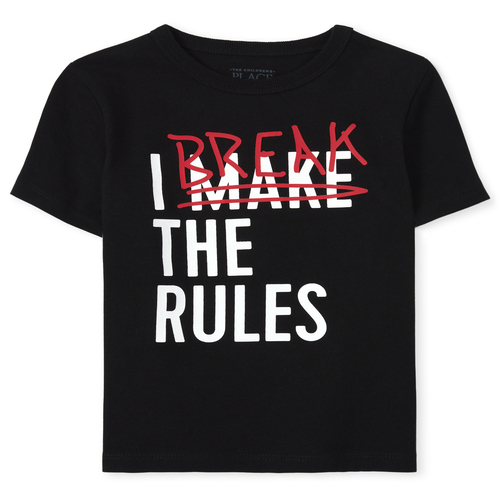 

s Baby And Toddler Boys Break The Rules Graphic Tee - Black T-Shirt - The Children's Place
