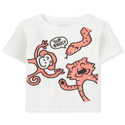

s Baby And Toddler Boys Animal Doodle Graphic Tee - White T-Shirt - The Children's Place