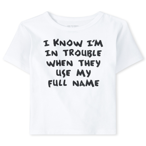 

s Baby And Toddler Boys Trouble Graphic Tee - White T-Shirt - The Children's Place