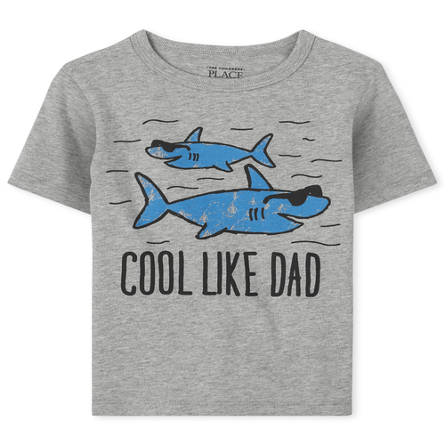 

s Baby And Toddler Boys Dad Shark Graphic Tee - Gray T-Shirt - The Children's Place
