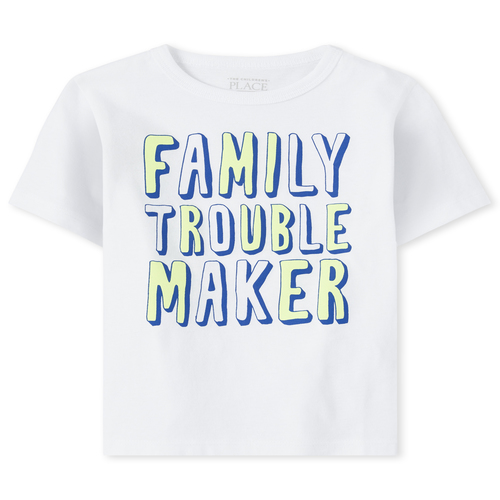 

s Baby And Toddler Boys Family Trouble Maker Graphic Tee - White T-Shirt - The Children's Place