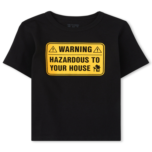 

s Baby And Toddler Boys Warning Graphic Tee - Black T-Shirt - The Children's Place