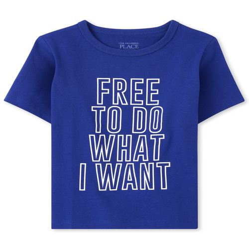 

s Baby And Toddler Boys Do What I Want Graphic Tee - Blue T-Shirt - The Children's Place