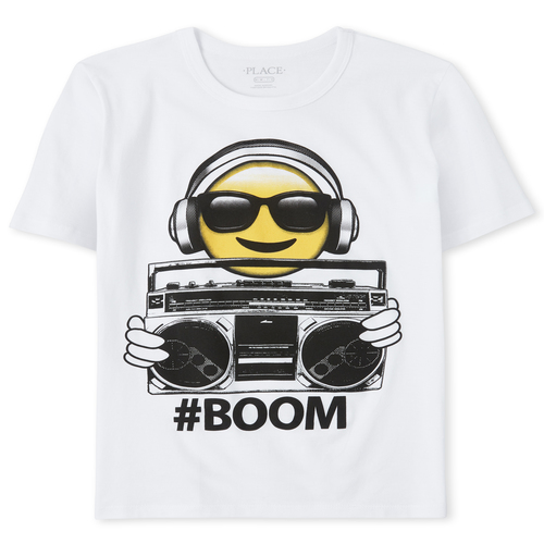 

s Boys Emoji Dj Graphic Tee - White T-Shirt - The Children's Place