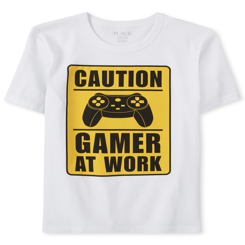 

Boys Boys Caution Video Game Graphic Tee - White T-Shirt - The Children's Place