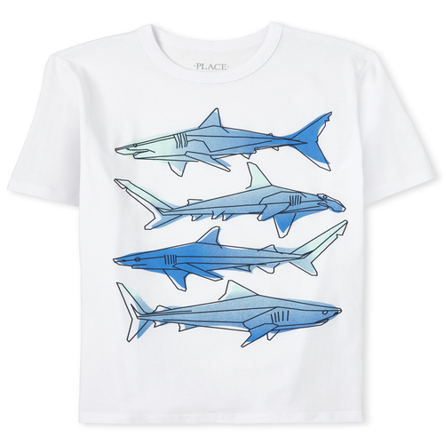 

s Boys Shark Graphic Tee - White T-Shirt - The Children's Place