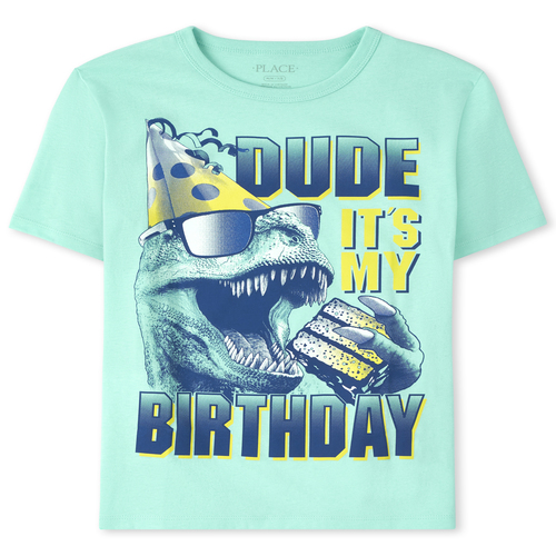 

s Boys Birthday Dino Graphic Tee - Green T-Shirt - The Children's Place