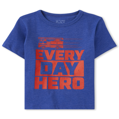 

s Baby And Toddler Boys Hero Fire Truck Graphic Tee - Blue T-Shirt - The Children's Place