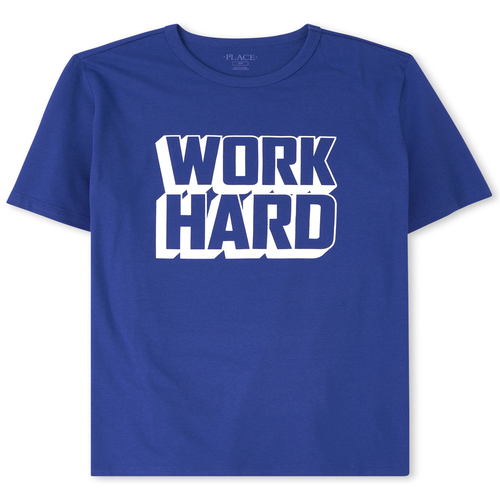 

s Mens Matching Family Work Hard Graphic Tee - Blue T-Shirt - The Children's Place