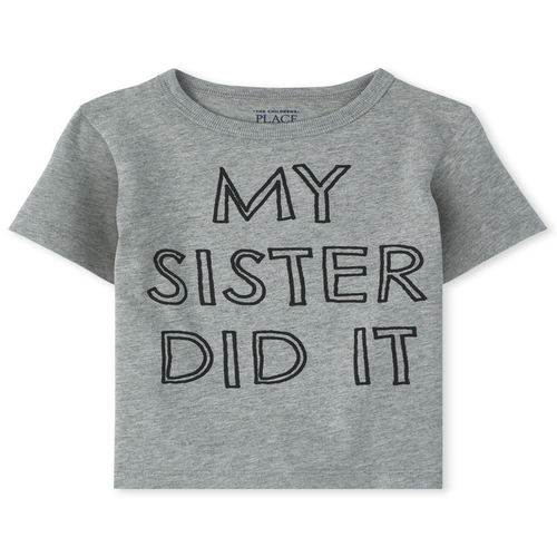 

s Baby And Toddler Boys My Sister Did It Graphic Tee - Gray T-Shirt - The Children's Place