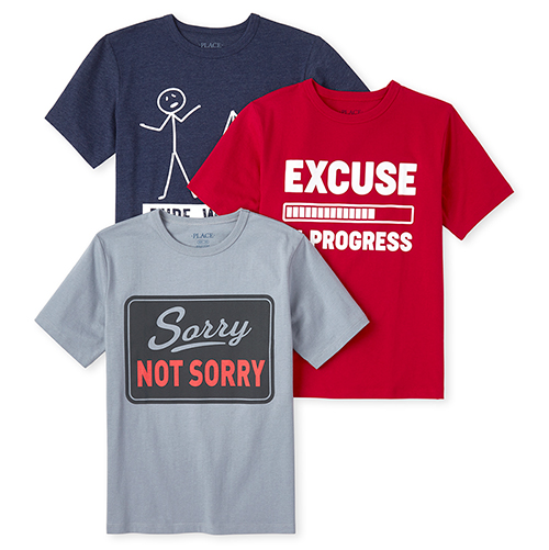 

s Boys Not Sorry Graphic Tee 3-Pack - Multi T-Shirt - The Children's Place