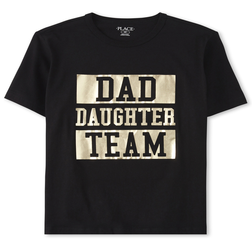 

s Mens Matching Family Foil Team Graphic Tee - Black T-Shirt - The Children's Place