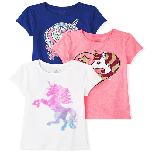 

s Glitter Unicorn Graphic Tee 3-Pack - Multi T-Shirt - The Children's Place