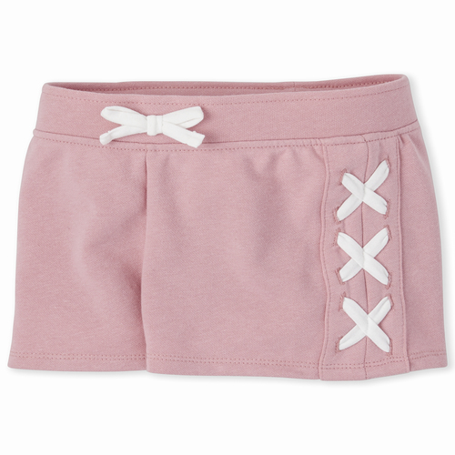 

s Active French Terry Lace Up Shorts - Pink - The Children's Place