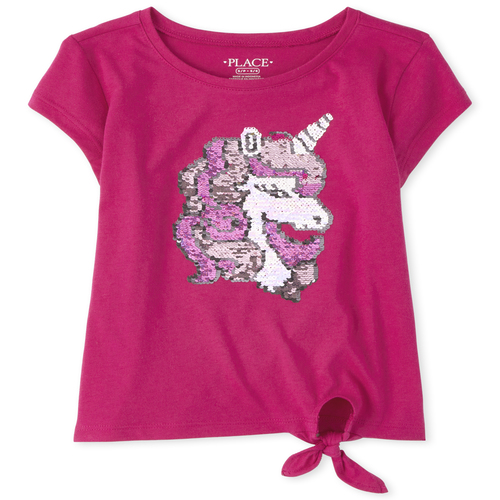 

Girls Flip Sequin Tie Front Top - Pink - The Children's Place