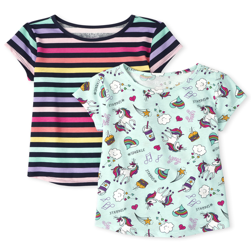 

Girls Print Basic Layering Tee 2-Pack - Blue T-Shirt - The Children's Place