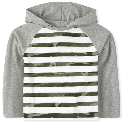 

s Boys Striped Hoodie Top - White - The Children's Place