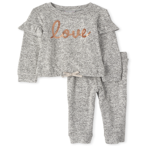 

Baby Girls Toddler Active Love Outfit Set - Gray - The Children's Place