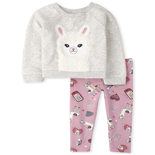 

Baby Girls Toddler Llama Outfit Set - Gray - The Children's Place