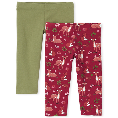

Baby Girls Toddler Floral Leggings 2-Pack - Red - The Children's Place