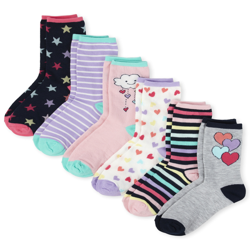 

Girls Heart Crew Socks 6-Pack - Multi - The Children's Place
