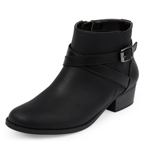 

Girls Buckle Booties - Black - The Children's Place